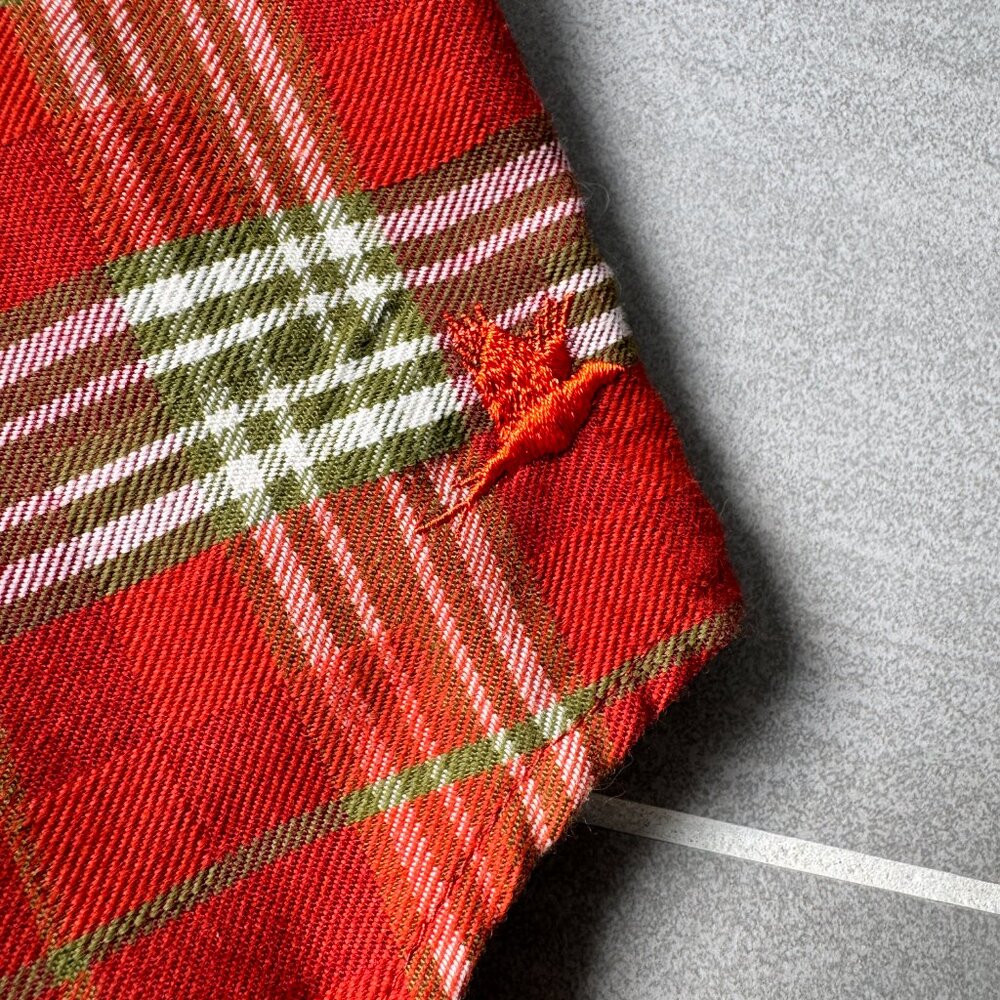 Orvis Heavyweight Orange Green Plaid Field Flannel Button Down Shirt Large - Picture 5 of 10